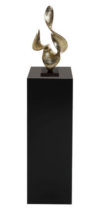 Skulptur "Firedance" (goldfarbene Version) und Dekosäule im Set