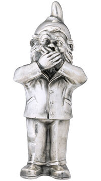 Scultura "Portatore di segreti - Non dire nulla", versione argentata