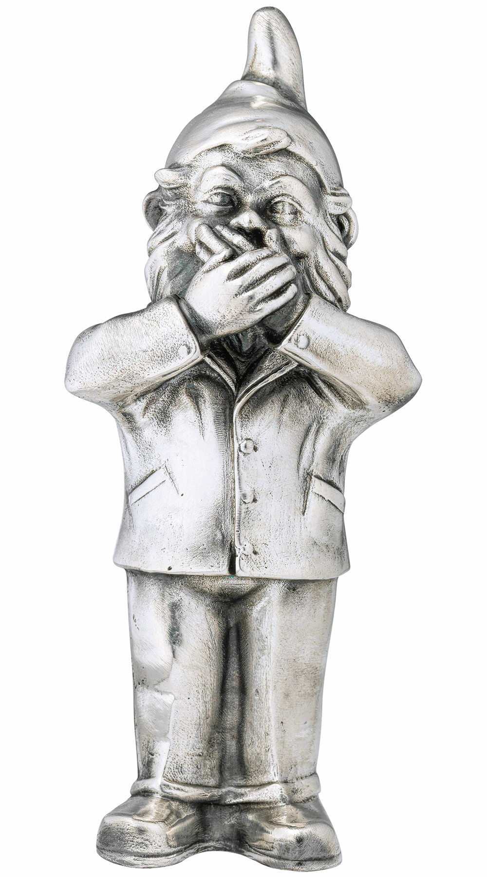 Sculpture "Bearer of Secrets - Say Nothing", silver-plated version by Ottmar Hörl