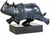 Skulptur "Løbende næsehorn", bronze grå/sort
