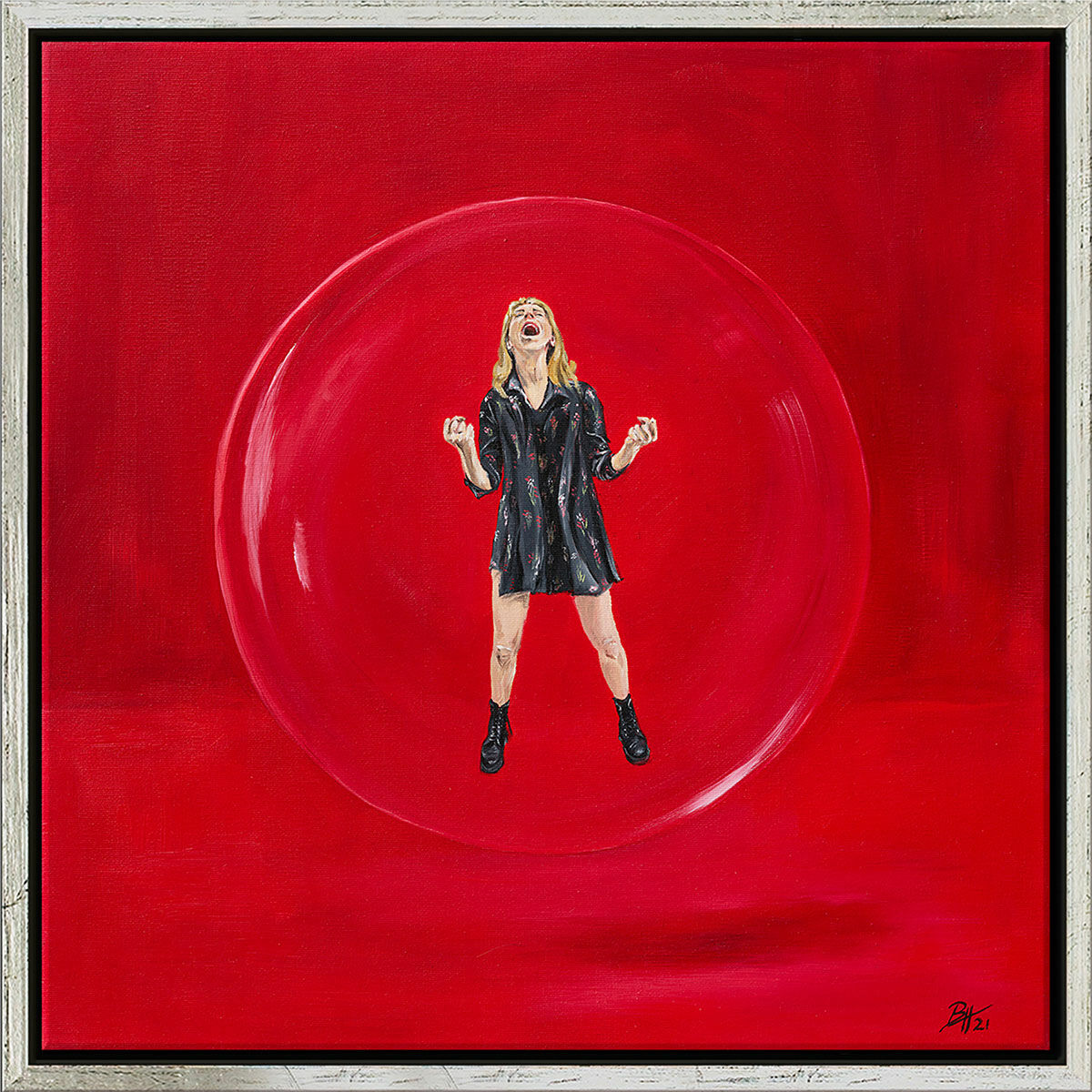 Picture "In the Bubble" (2021) (Original / Unique piece), framed by Birgit Horn