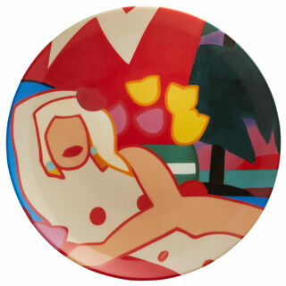 Porcelain plate "Sunset Nude with Palm Trees" (2003)