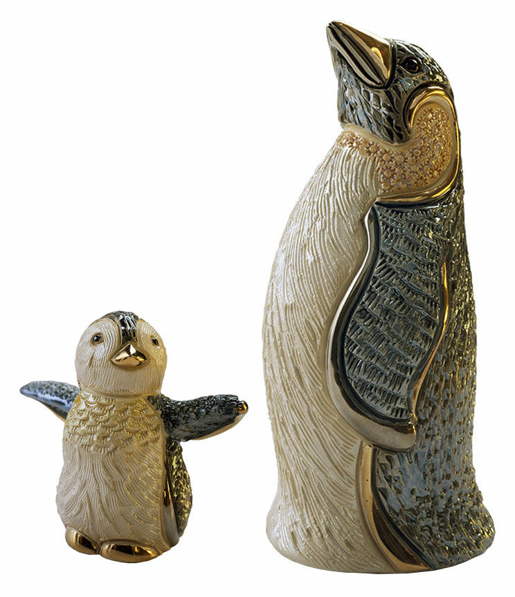 Ensemble de 2 figurines en céramique "Pingouin et Bébé"