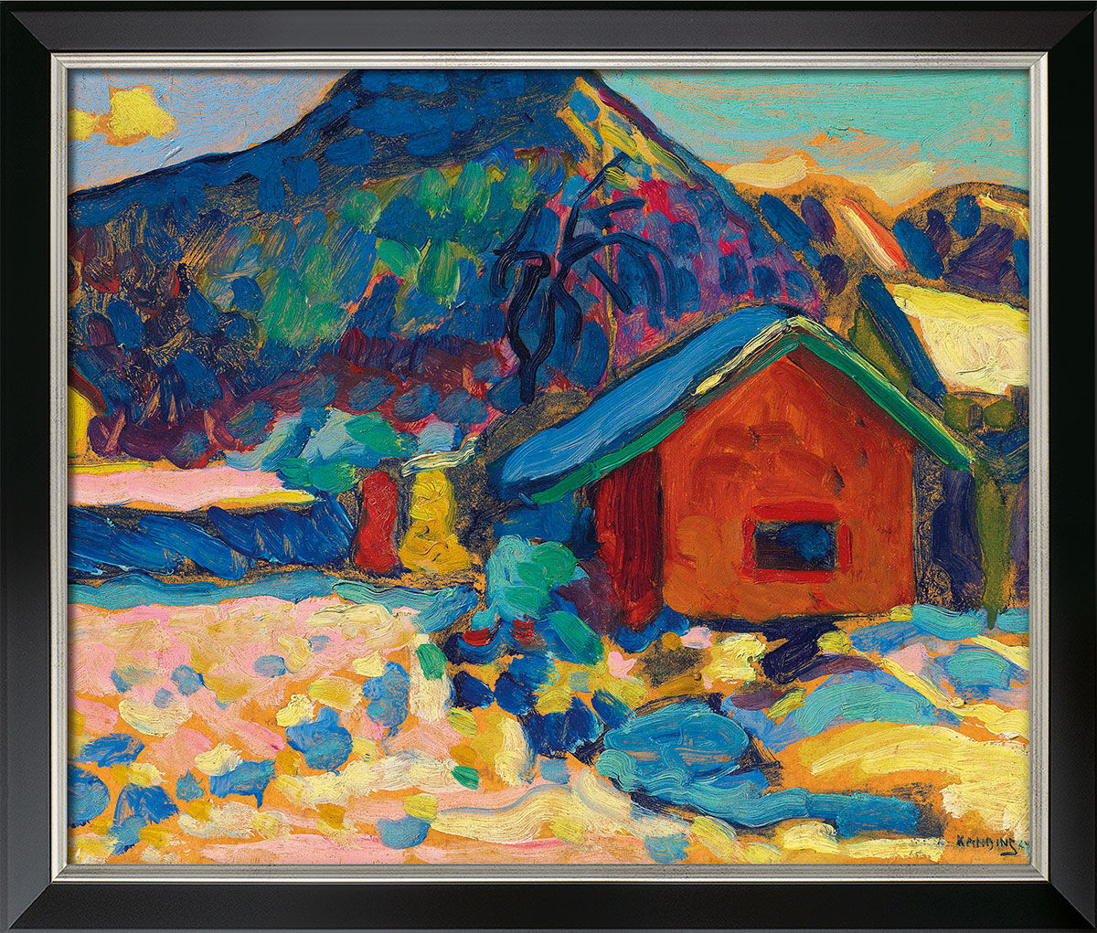 Bild "Vinterstudie med berg" (1908), inramad av Wassily Kandinsky