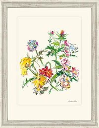 Quadro "Bouquet di fiori estivi con agrifogli di mare", 1969, incorniciato