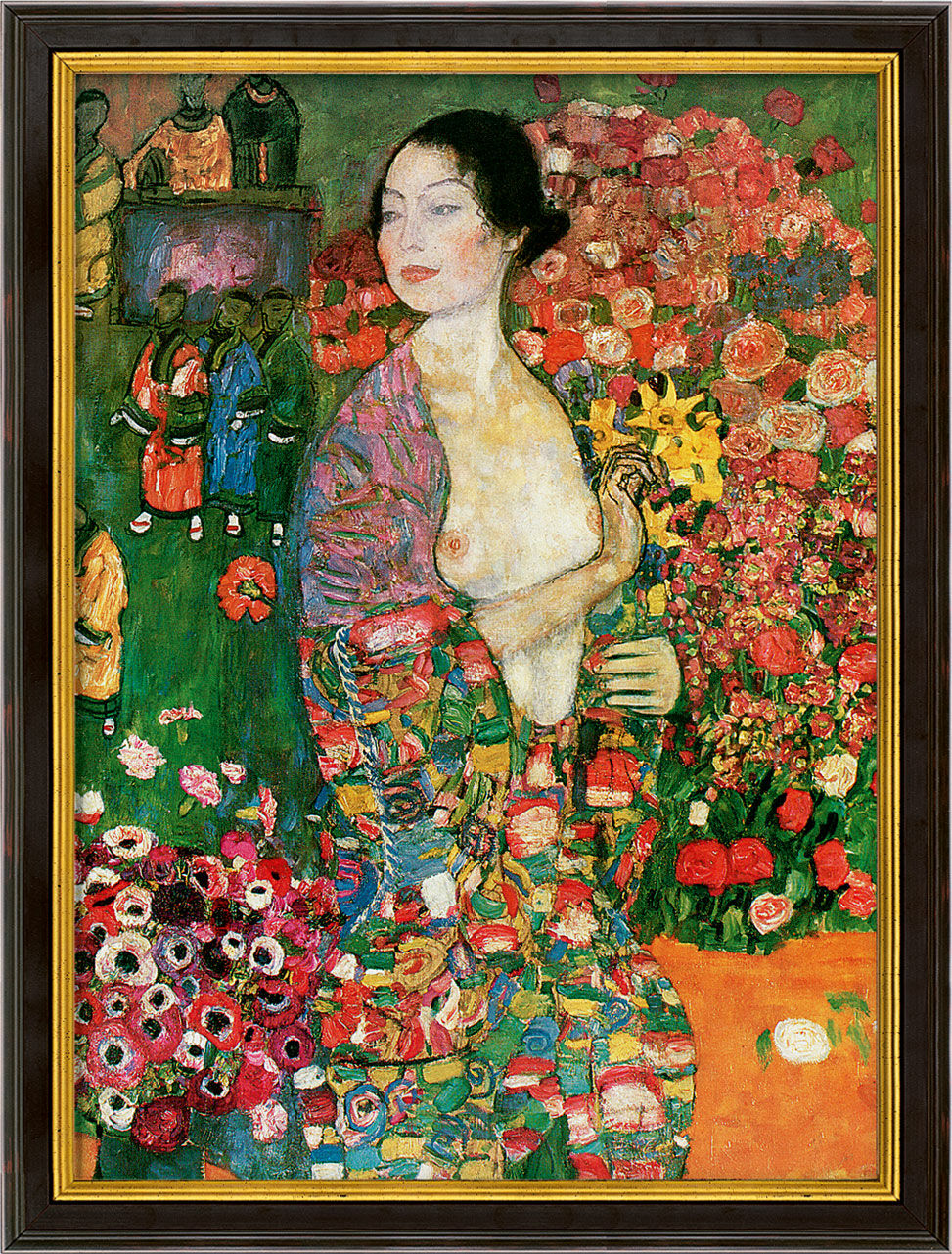 Billede "Danserinden" (1916-18), indrammet von Gustav Klimt