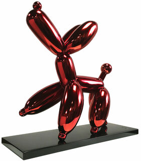 Sculptuur "Happy Balloon Dog", rode versie von Miguel Guía