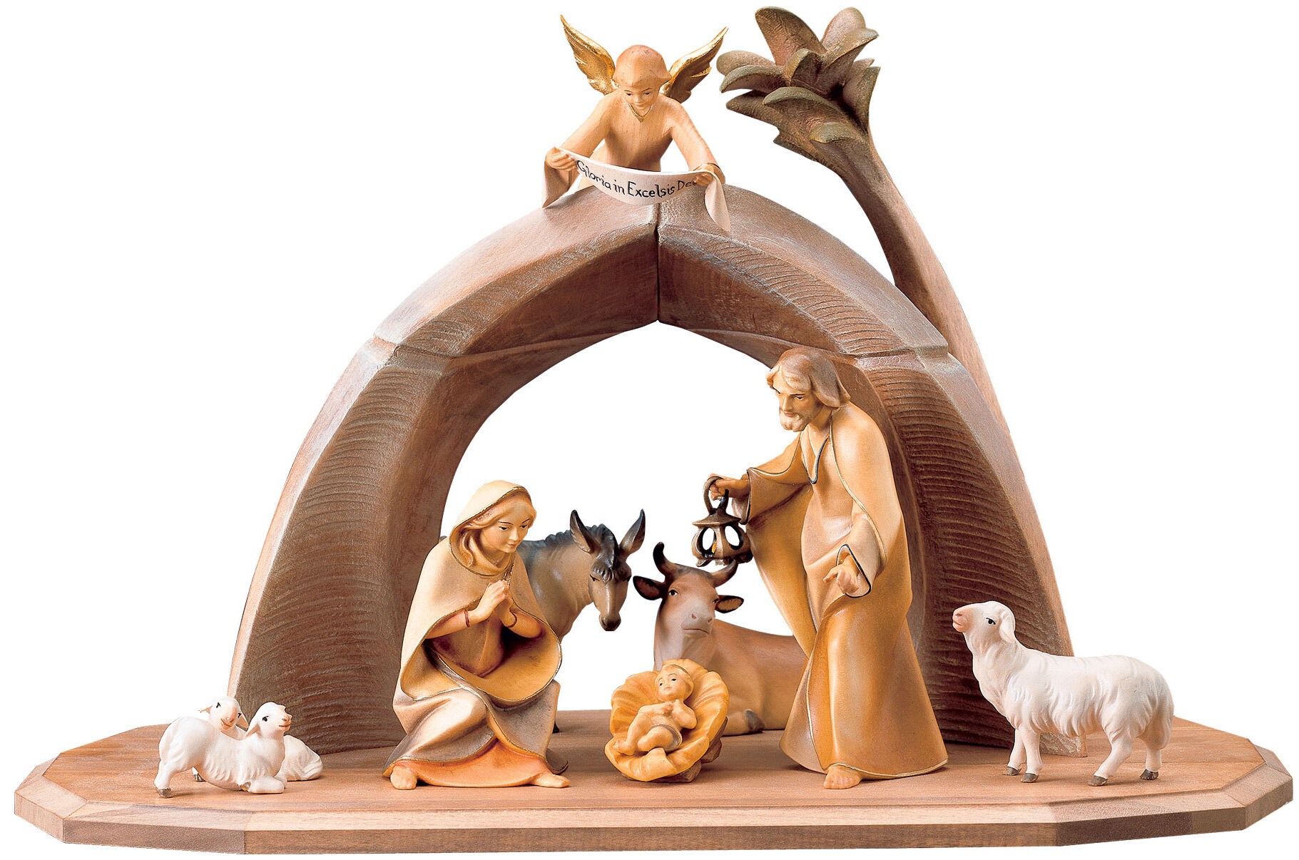 Wooden Carved Saviour Nativity, hand-painted by Ulrich Perathoner