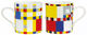 Zestaw 2 kubków z motywami artysty "Boogie Woogie", porcelana autorstwa Piet Mondrian