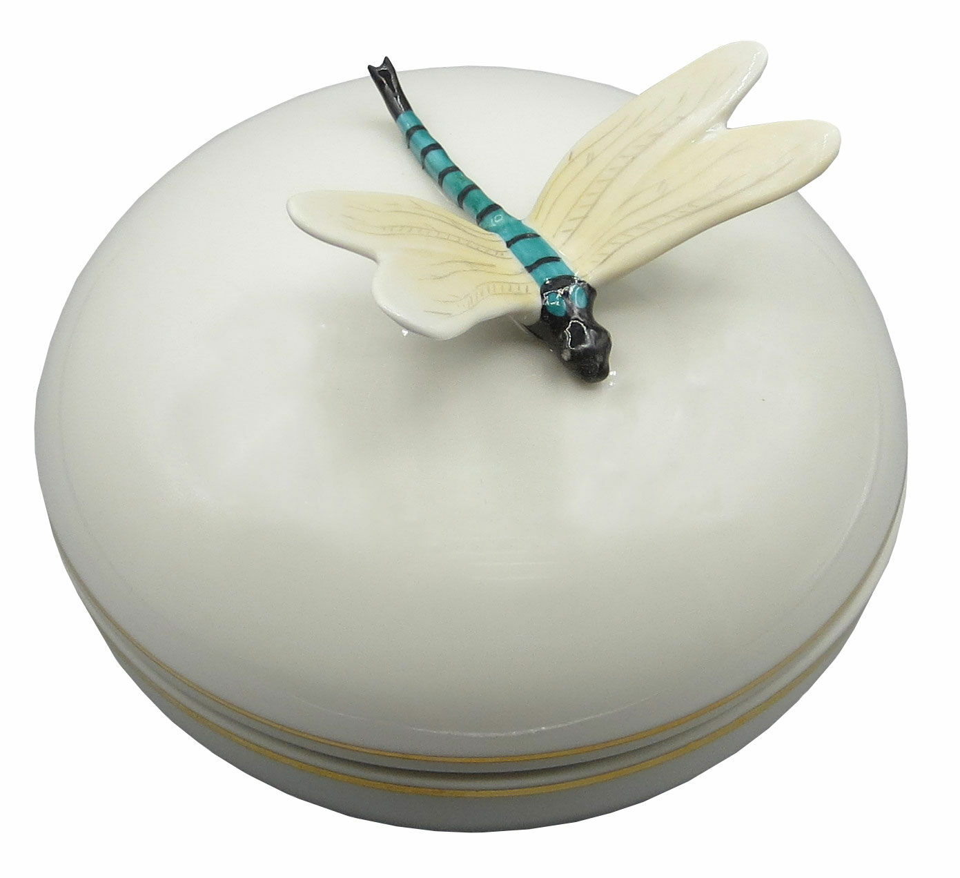 Æske med låg "Dragonfly", porcelæn med gulddekoration
