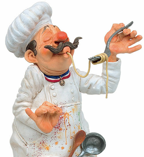 Karikatur "Chef du cuisine - Der Meisterkoch", Kunstguss handbemalt von Guillermo Forchino