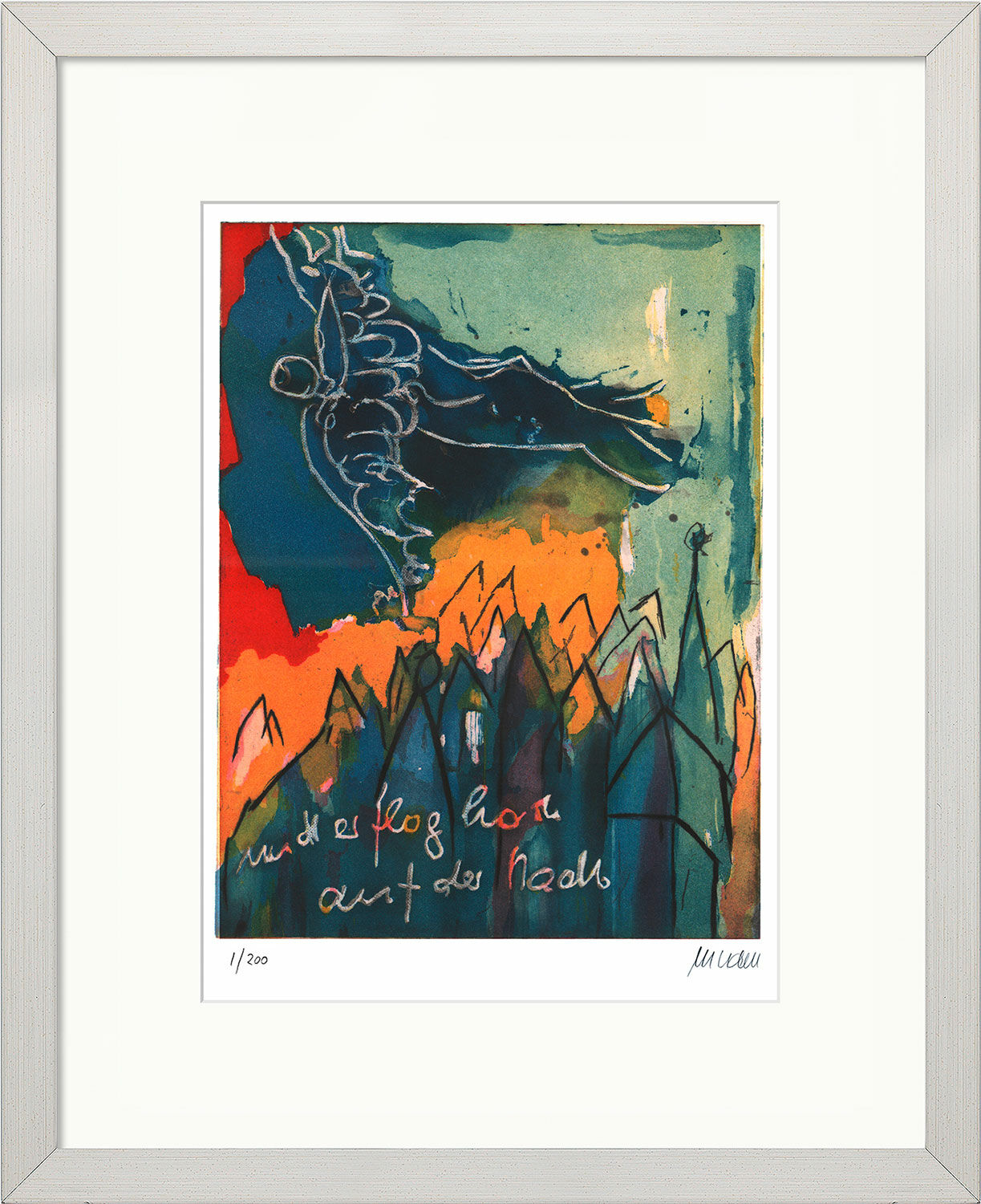 Picture "He Flew High Above the City" (2019), framed by Armin Mueller-Stahl