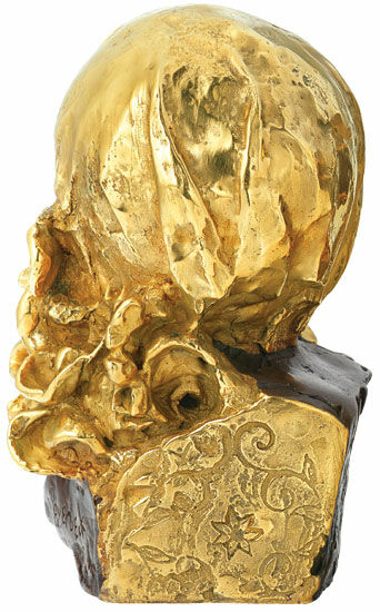 Sculpture "Girl with Golden Headscarf", bronze partially gold-plated by Cyrus Overbeck