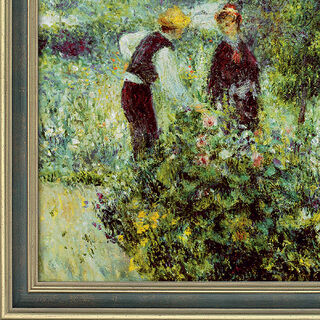 Bild "Beim Blumenpflücken" (1875), gerahmt von Auguste Renoir