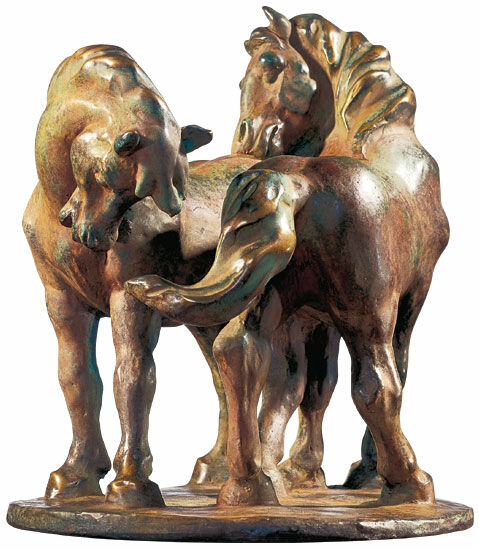 Sculpture "Two Horses" (1908/09), bonded bronze version by Franz Marc