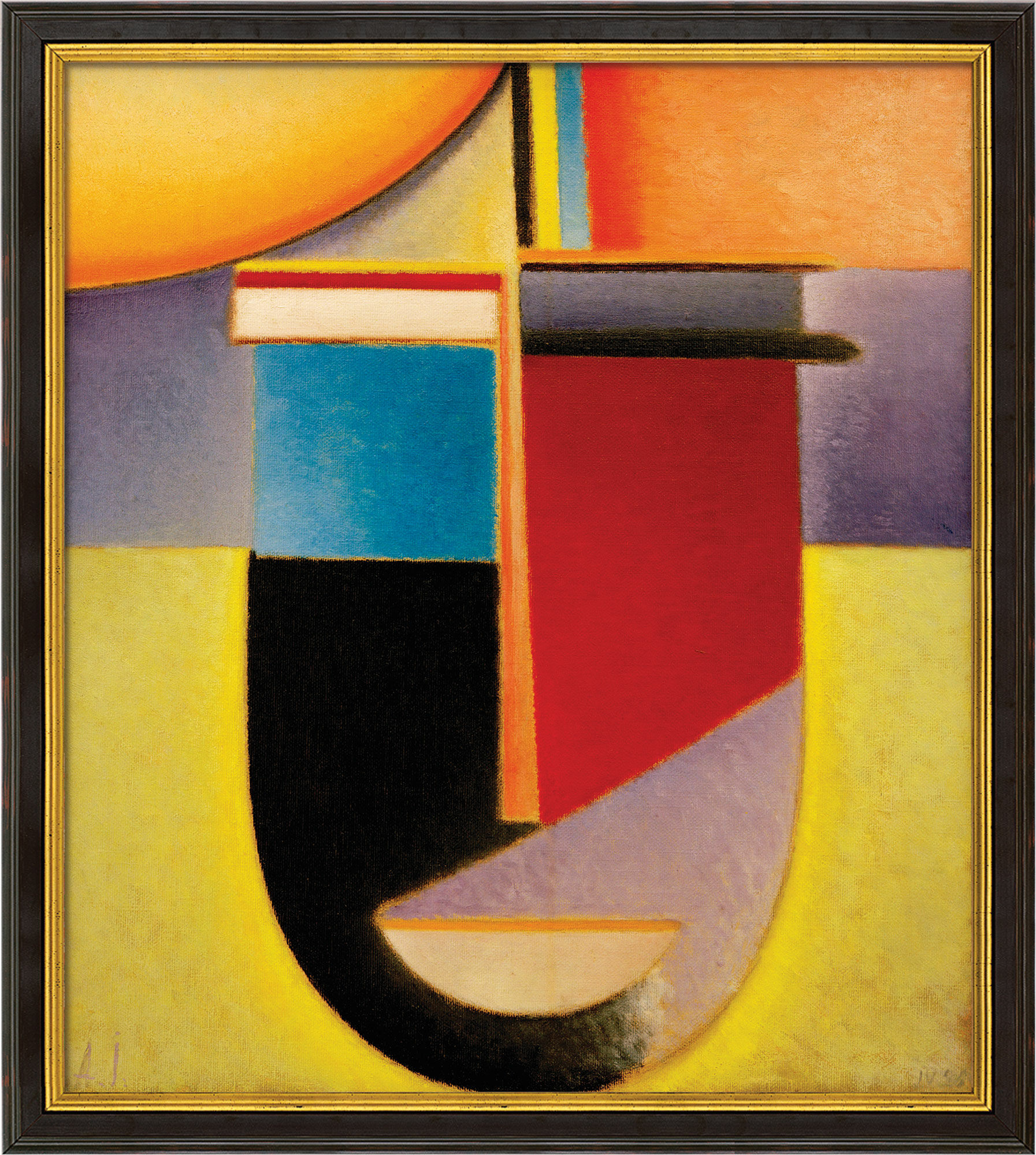 Bild "Abstrakter Kopf Sonne-Farbe-Leben" (1926), gerahmt von Alexej von Jawlensky