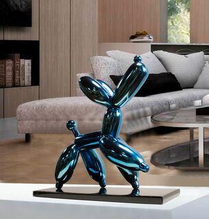 Sculptuur "Happy Balloon Dog", blauwe versie von Miguel Guía
