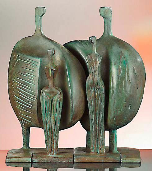 Sculptural group "La Familia", bonded bronze version by Itzik Benshalom