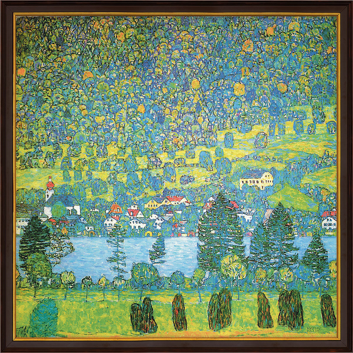 Picture "Forest Slope in Unterach on the Attersee" (1917), framed by Gustav Klimt