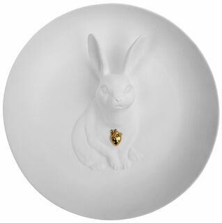 3D wall plate "Hare", porcelain