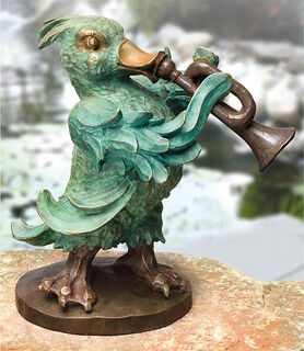 Sculpture de jardin "La chapelle: Le canard à la trompette" - d'après "Le mariage des oiseaux", bronze