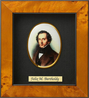 Miniatur-Porzellanbild "Felix Mendelssohn-Bartholdy" (1809-1847), gerahmt