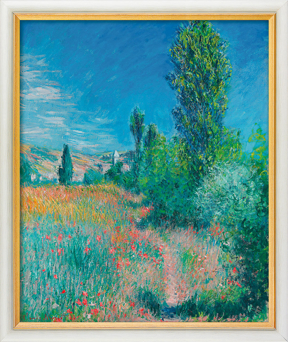 Billede "Landskab på Ille Saint-Martin" (1881), indrammet von Claude Monet