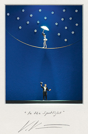 Tableau 3D "Sous les feux de la rampe" avec éclairage LED, encadré de Volker Kühn