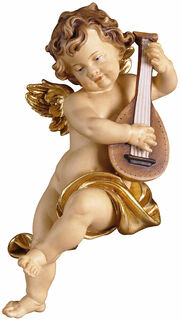 Wooden figure "Cherub With Lute"