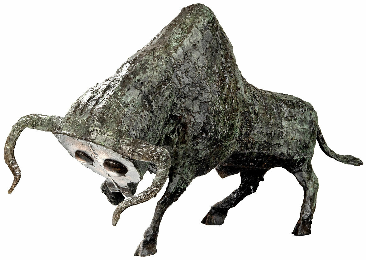 Skulptur "Stier" (2021), Version Bronze grau patiniert von Hüseyin Arda