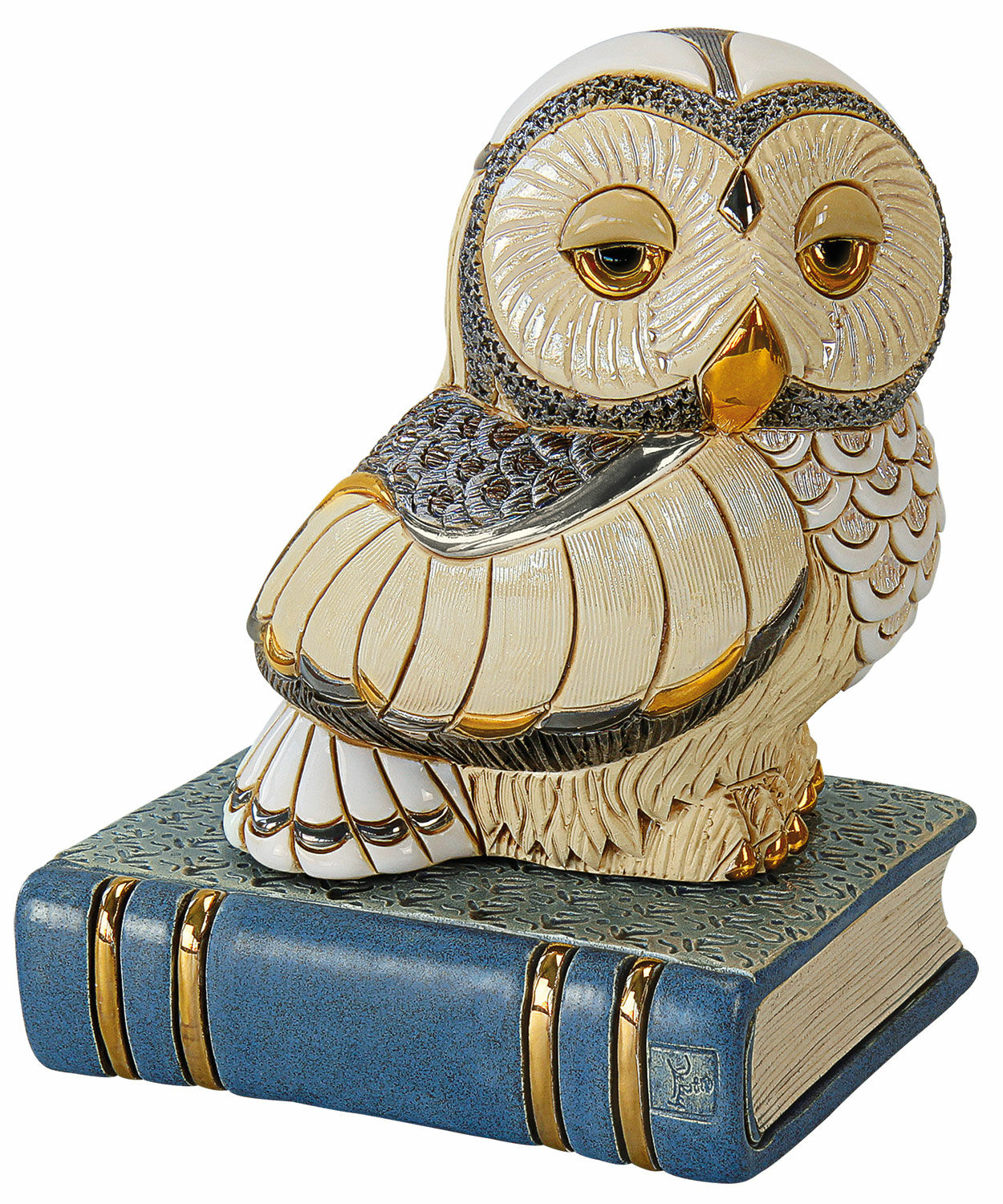 2-delt keramikfigur "Ugle på bog"