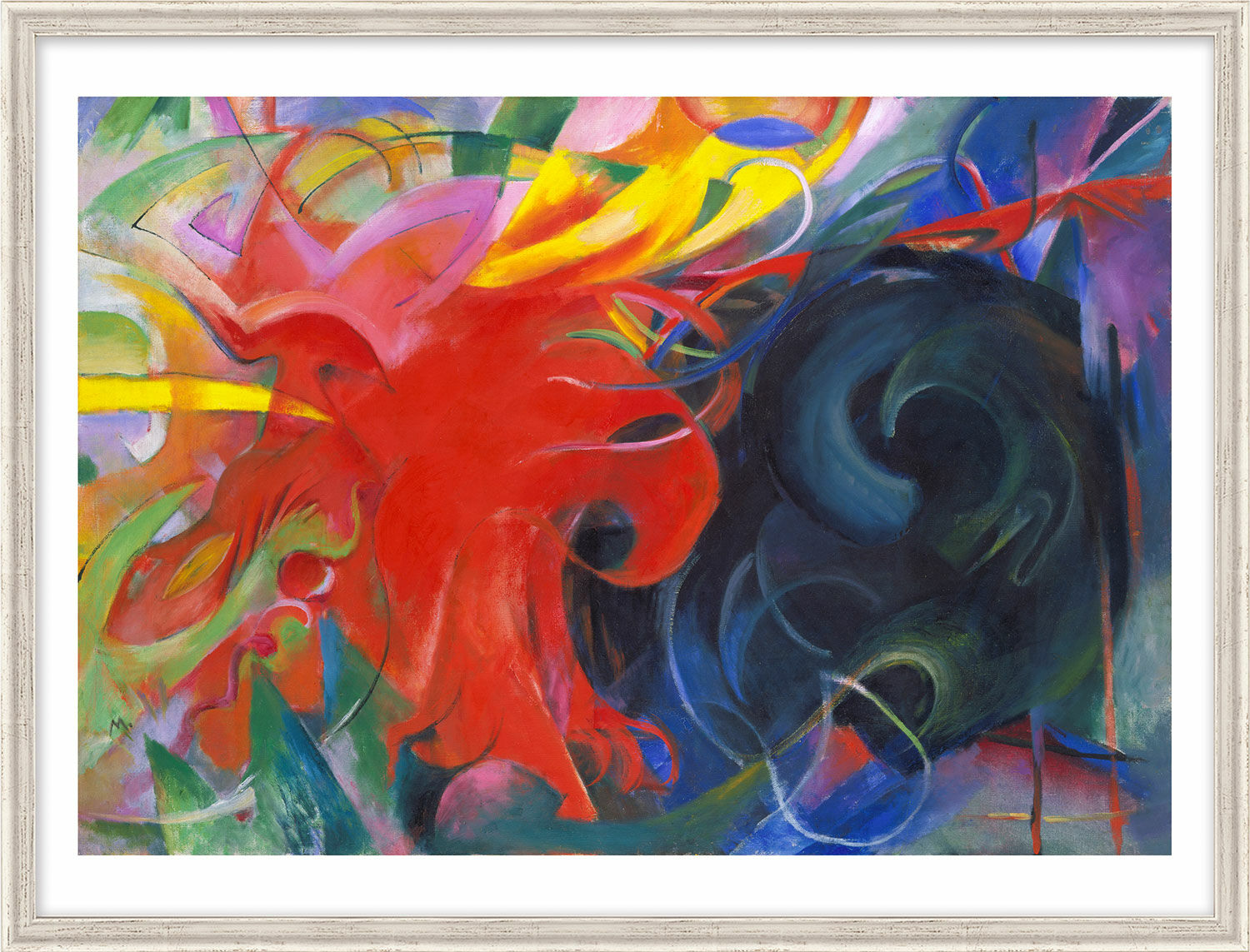 Picture "Fighting Forms" (1914), framed by Franz Marc
