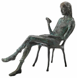 Sculpture "Thinking of You", green/grey bronze version