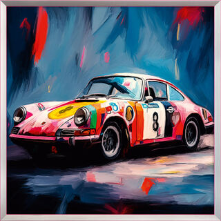 Picture "Porsche 911" (2023), pink-coloured framed version by Holger Mühlbauer-Gardemin