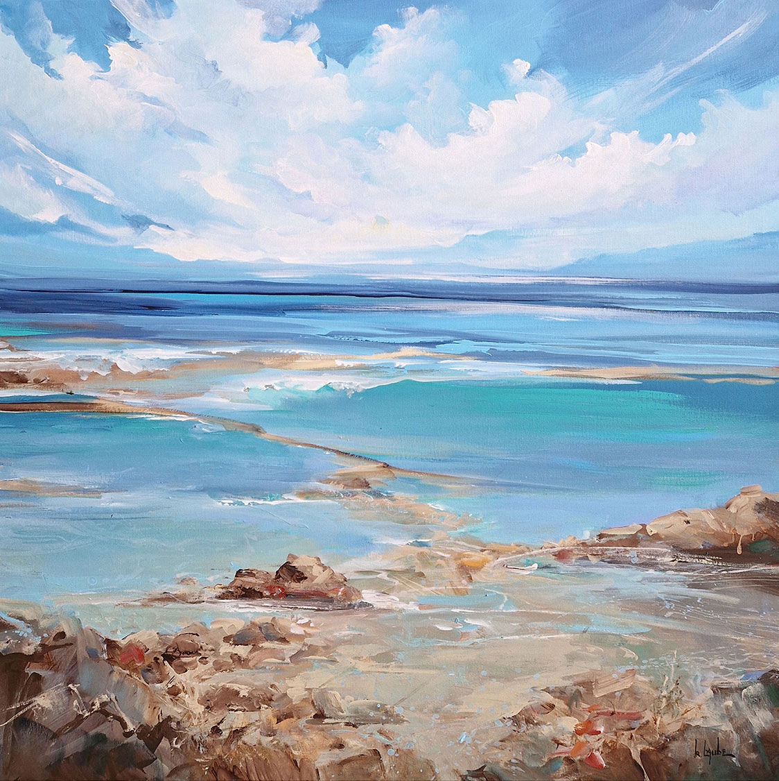 Tableau "Nuages d'été" (2024) (Original / Pièce unique), sur châssis de Irina Laube