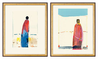 Set of 2 pictures "Standing Figure" and "Figure Under Blue Sky" (2002)