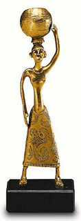 Small sculpture "Water Carrier", gold-plated cast metal