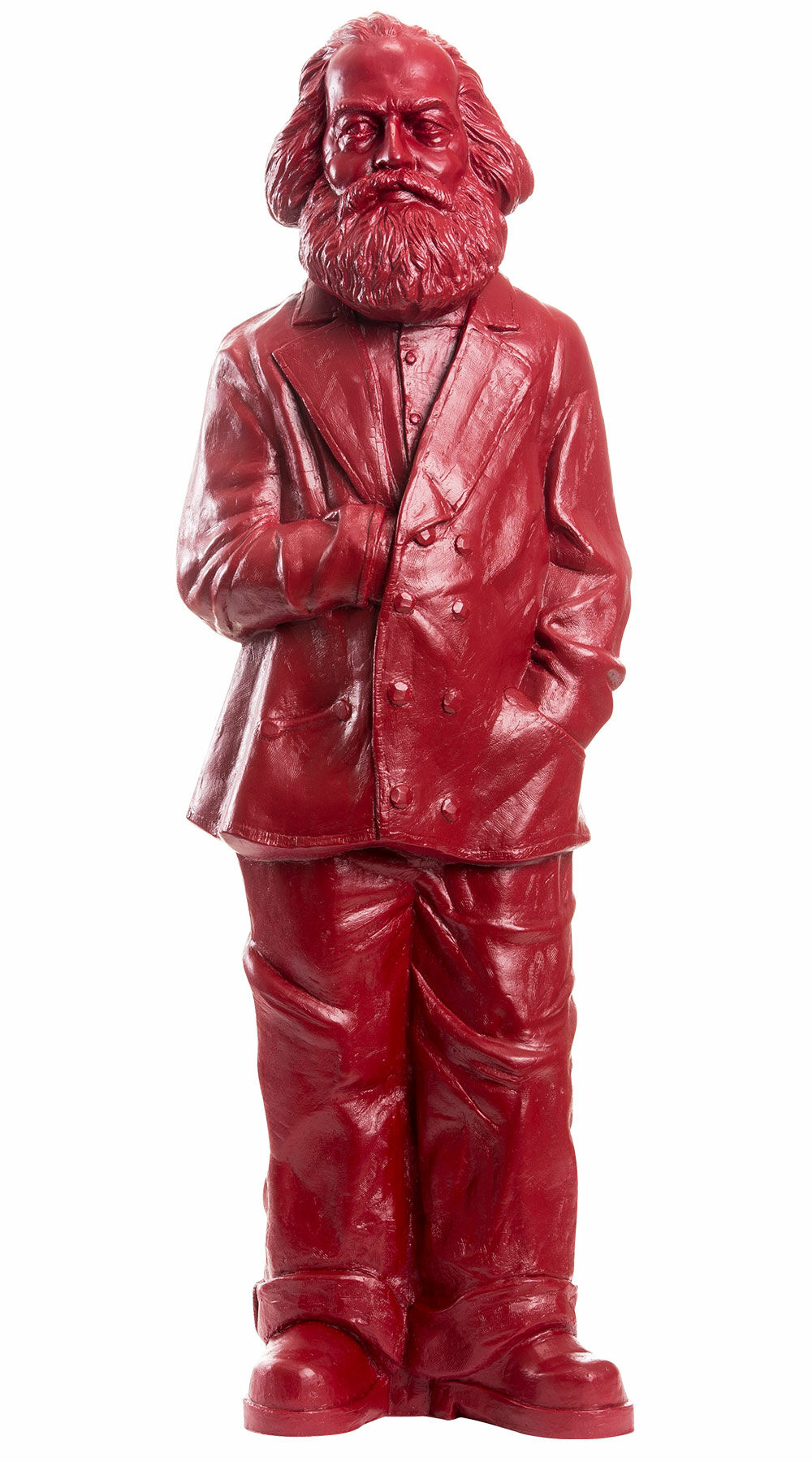 Skulptur "Karl Marx", Version in Purpurrot von Ottmar Hörl