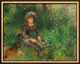 Bild "Aline Charigot mit Hund" (1880), gerahmt von Auguste Renoir