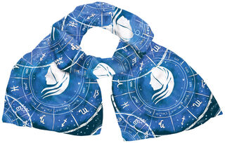 Sciarpa di seta "Segno zodiacale Vergine" (24.08.-23.09.), versione blu di Petra Waszak