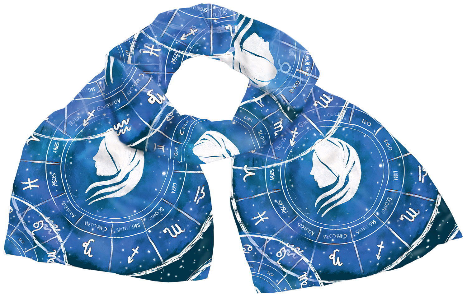 Sciarpa di seta "Segno zodiacale Vergine" (24.08.-23.09.), versione blu di Petra Waszak