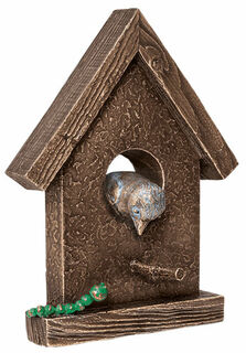 Garden object / wall sculpture "Bird House", bronze