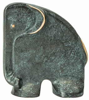 Skulptur / Buchstütze "Elefant", Bronze von Raimund Schmelter