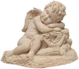 Gartenskulptur "Schlafender Amor", Steinguss
