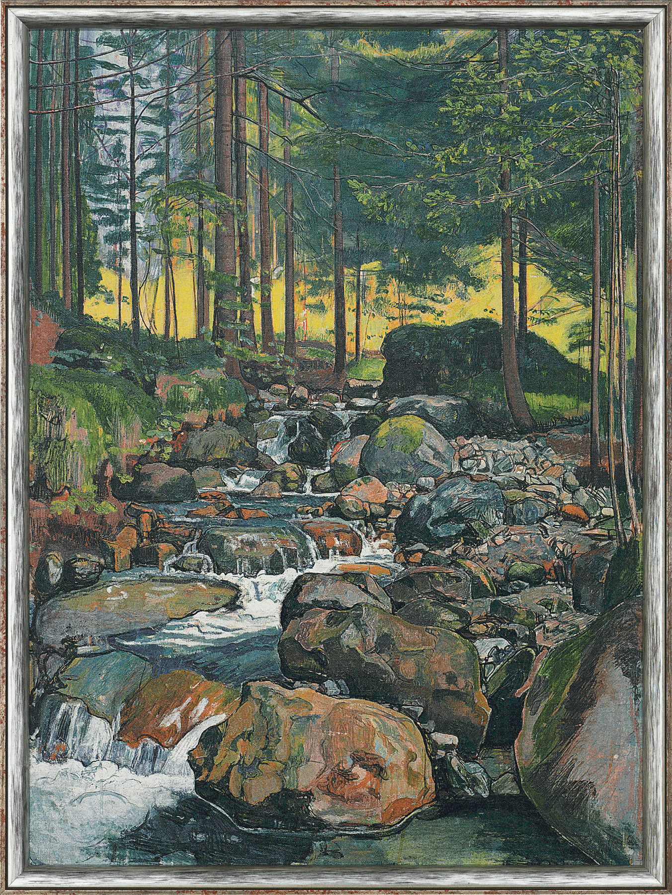 Tableau "Forêt avec ruisseau de montagne" (1902), encadré von Ferdinand Hodler