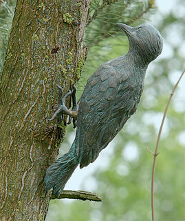 Garden sculpture "Great Spotted Woodpecker", bronze