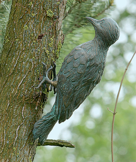 Garden sculpture "Great Spotted Woodpecker", bronze