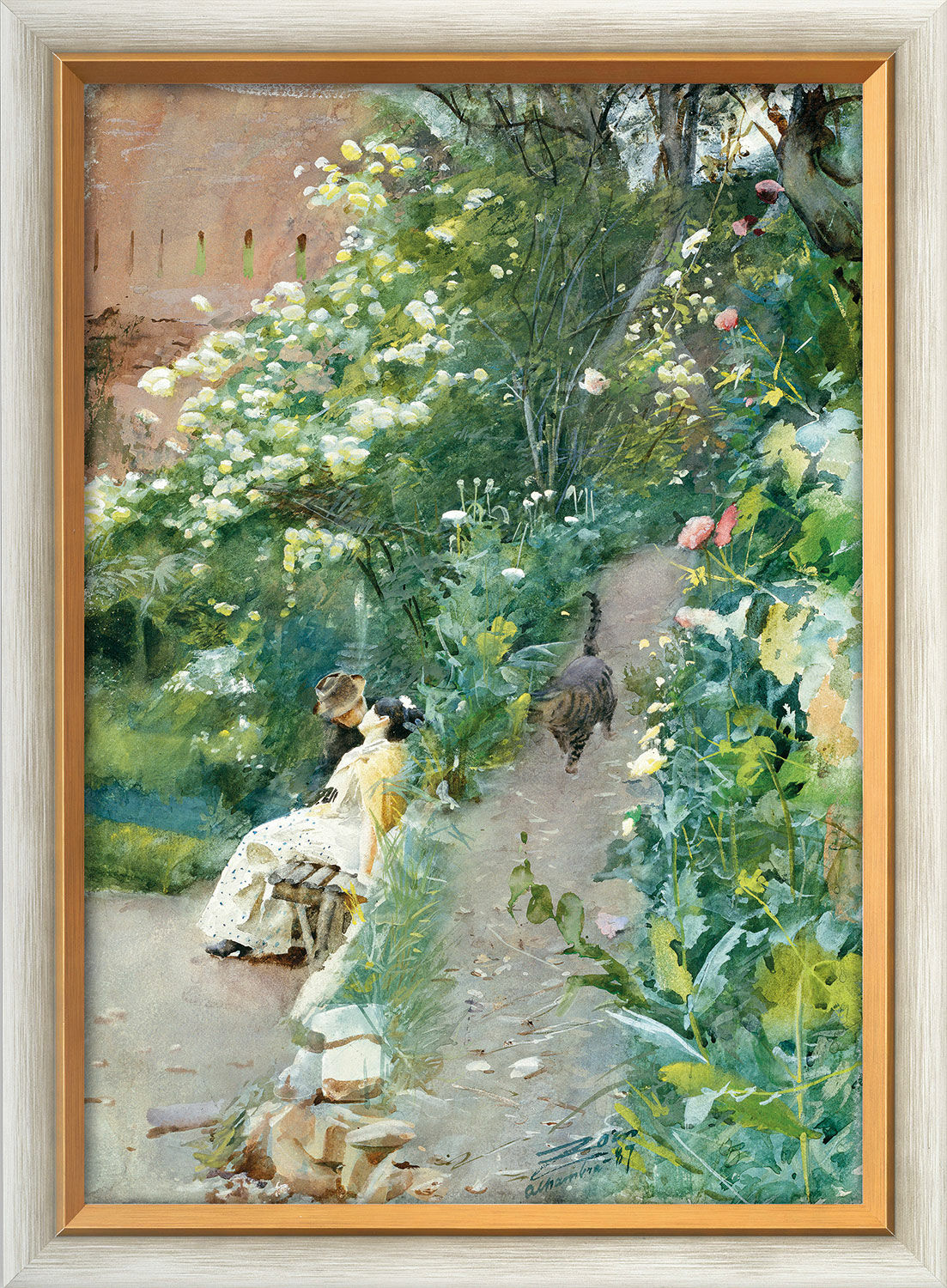 Picture "In the Garden of the Alhambra" (1887), framed by Anders Zorn
