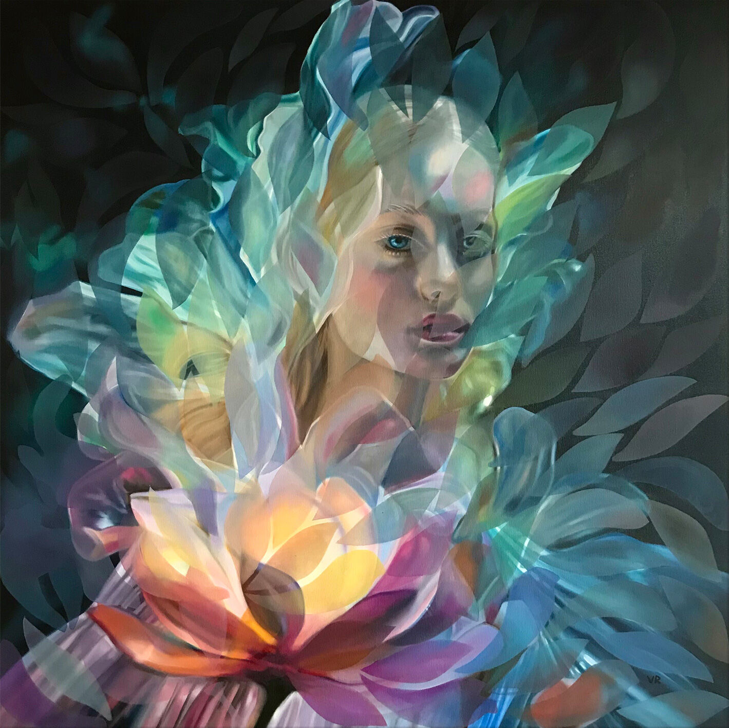 Billede "Blomstermagi" (2024) (Original / Unikat), på båreramme von Valentina Andrees