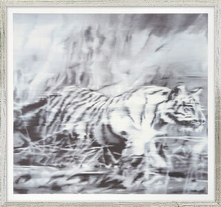 Bild "Tiger" (1965), silverfärgad inramad version av Gerhard Richter